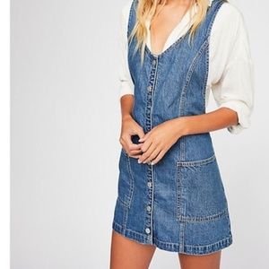 Free People Pearl Denim Jumper Button Down Dress